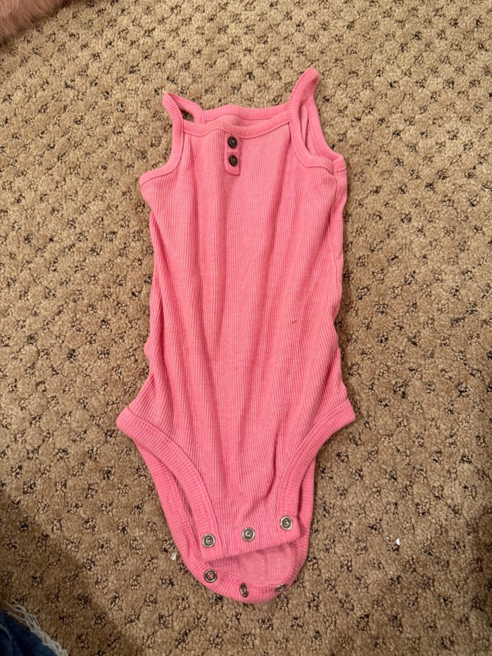 Pink Ribbed Tank One-Piece Bodysuit for girls